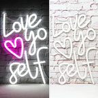 Love yo self – Coração – letreiro de néon LED (5 V USB)