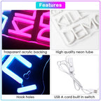 EAT PIE, KILL DEMONS – Fatia de tarte – reclame luminoso em néon LED (5 V USB)