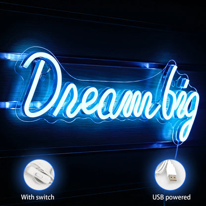 Letreiro de LED USB 5V "Sonhe Grande" - Econômico