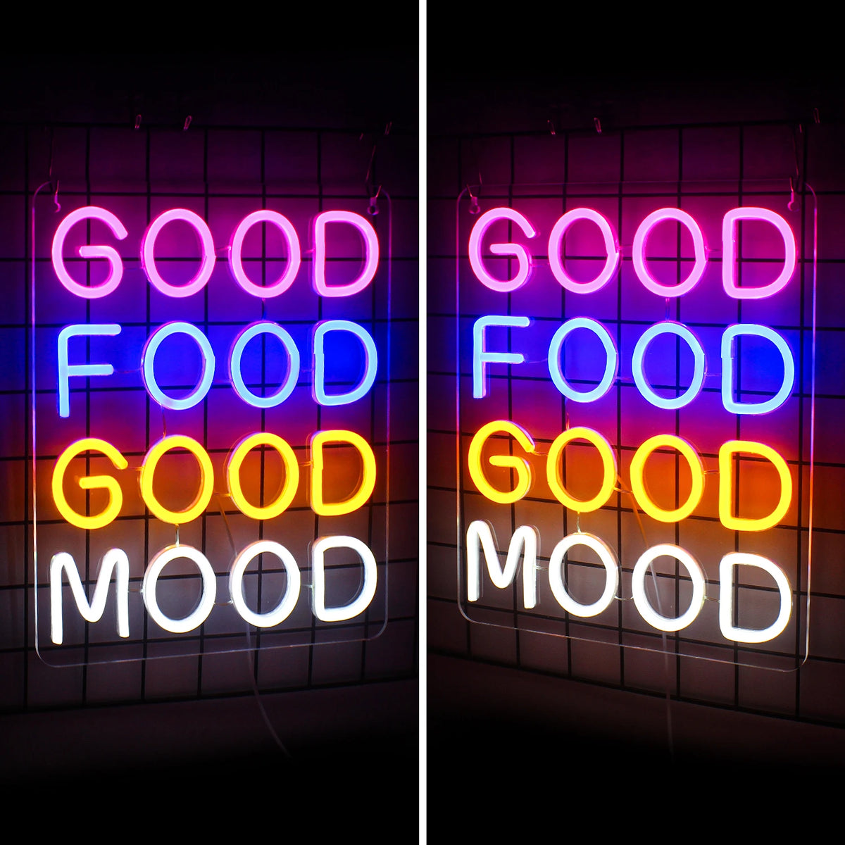 Good Food Good Mood – reclame luminoso em néon LED (5 V USB)