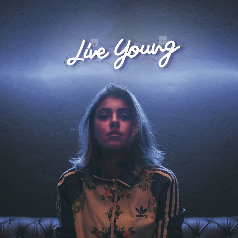 Live Young – letreiro de néon LED (5 V USB)