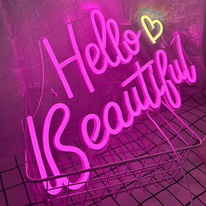 Hello Beautiful 5V USB LED Neon Sign - Budget Friendly