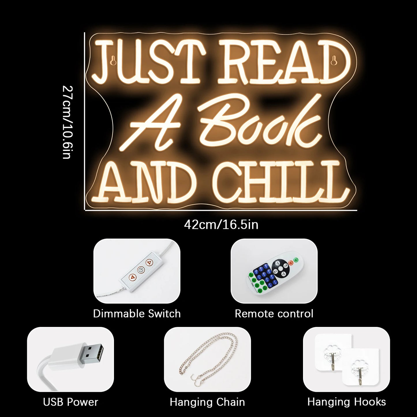 Just Read A Book And Chill 5V USB LED Neon Sign - Budget Friendly
