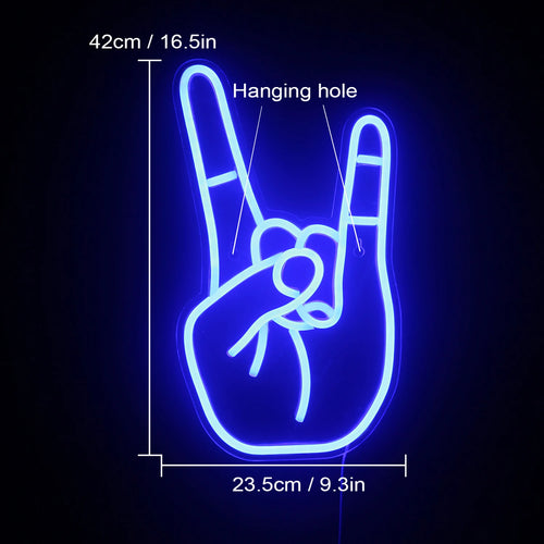 Gesto de rock com a mão – letreiro de néon LED (5 V USB)
