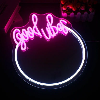 Espelho Good Vibes com Letreiro de LED USB 5V - Econômico