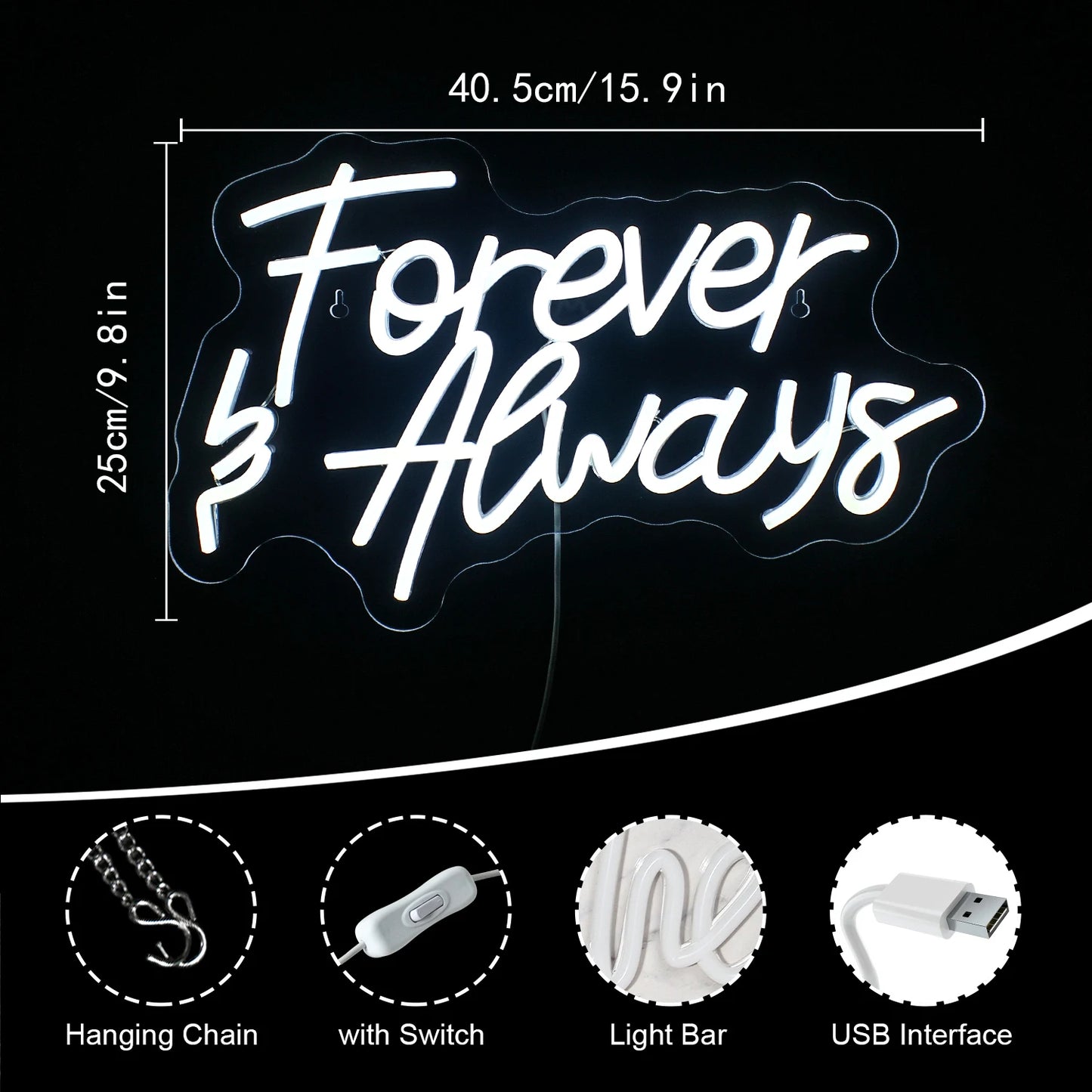Forever Always 5V USB LED Neon Sign - Budget Friendly