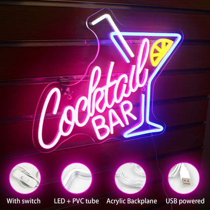 Cocktail Bar 5V USB LED Neon Sign - Budget Friendly
