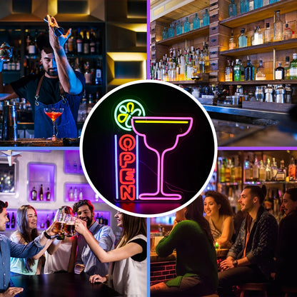Cocktails Open 5V USB LED Neon Sign - Budget Friendly