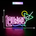 LOUNGE – Copo de martini – reclame luminoso em néon LED (5 V USB)