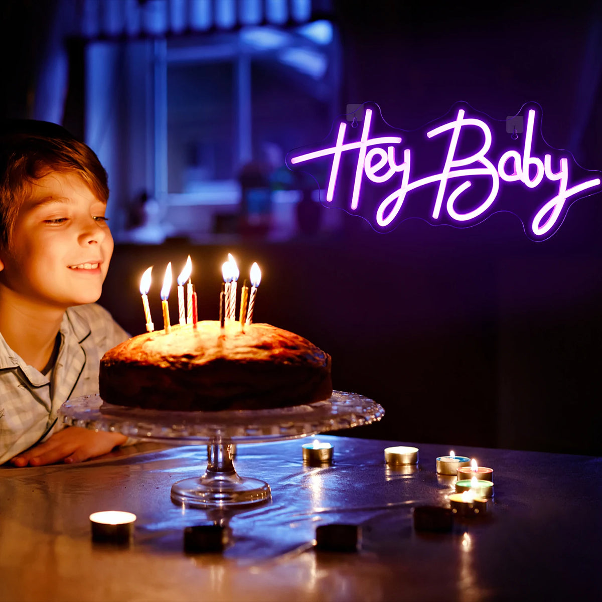 Hey Baby – letreiro de néon LED (5 V USB)