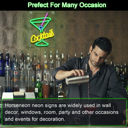 Green Cocktails 5V USB LED Neon Sign - Budget Friendly