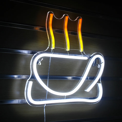 Motivo de café colorido – reclame luminoso em néon LED (5 V USB)