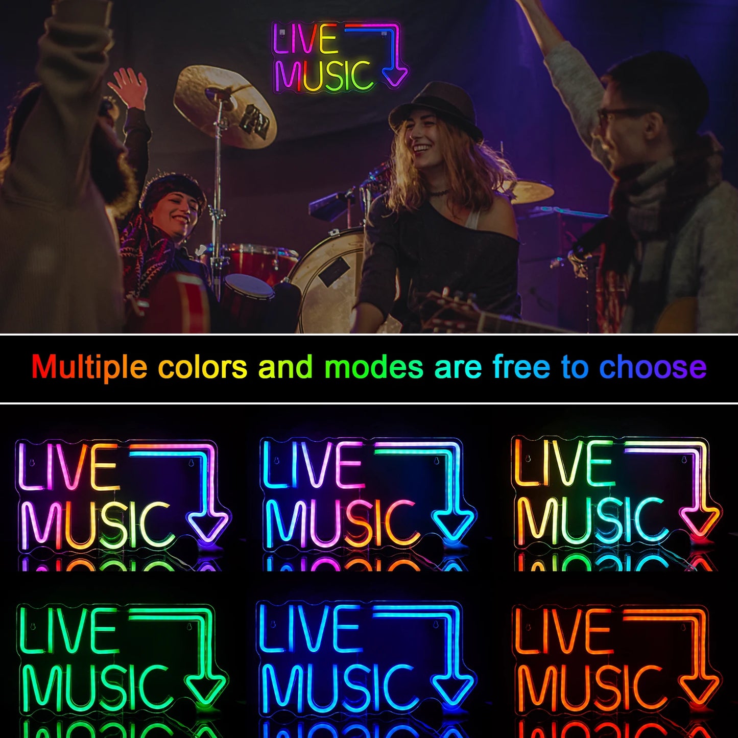 Live Music 5V USB LED Neon Sign - Budget Friendly