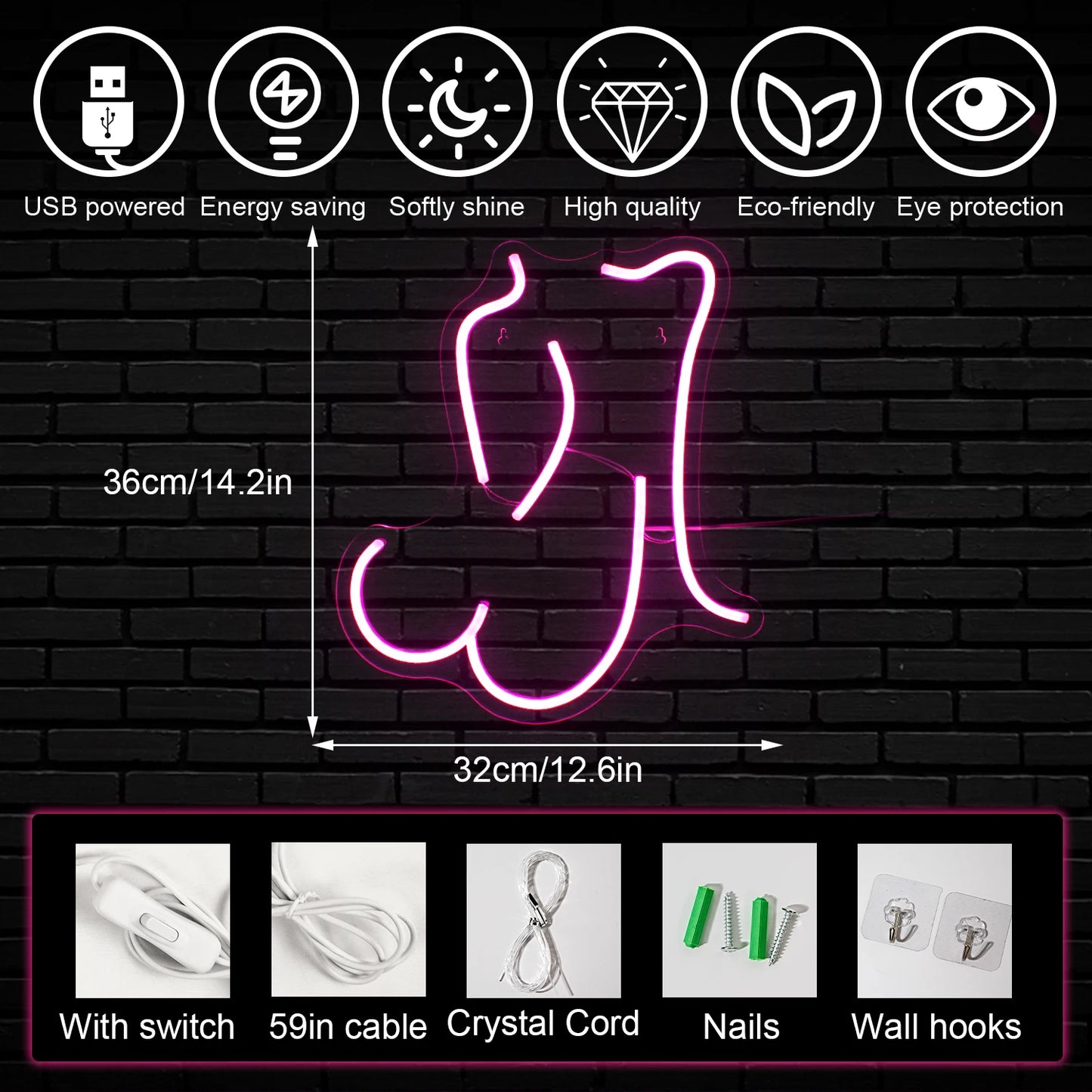 Sexy Lady 5V USB LED Neon Sign - Budget Friendly