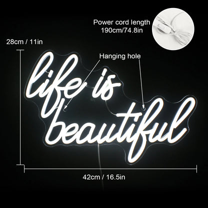 Letreiro de LED "A Vida é Bela" 5V USB - Econômico