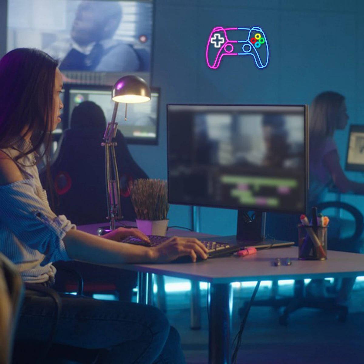 Pink Blue Games Console 5V USB LED Neon Sign - Budget Friendly