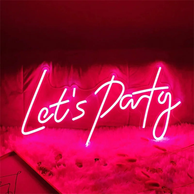 Letreiro de LED "Let's Party" 5V USB - Econômico