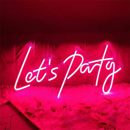 Letreiro de LED "Let's Party" 5V USB - Econômico