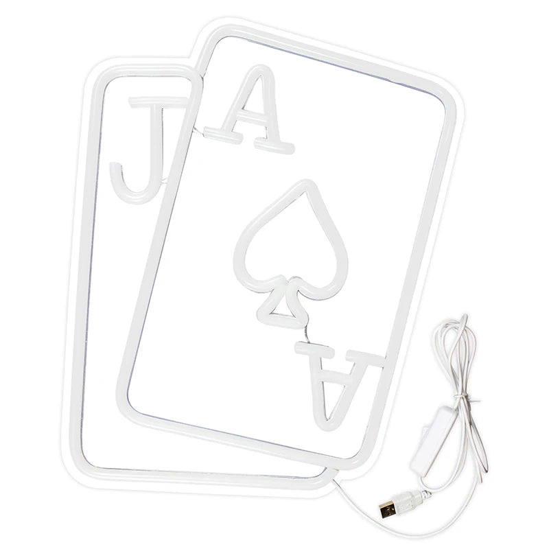 Cartas e símbolo de espadas – letreiro de néon LED (5 V USB)