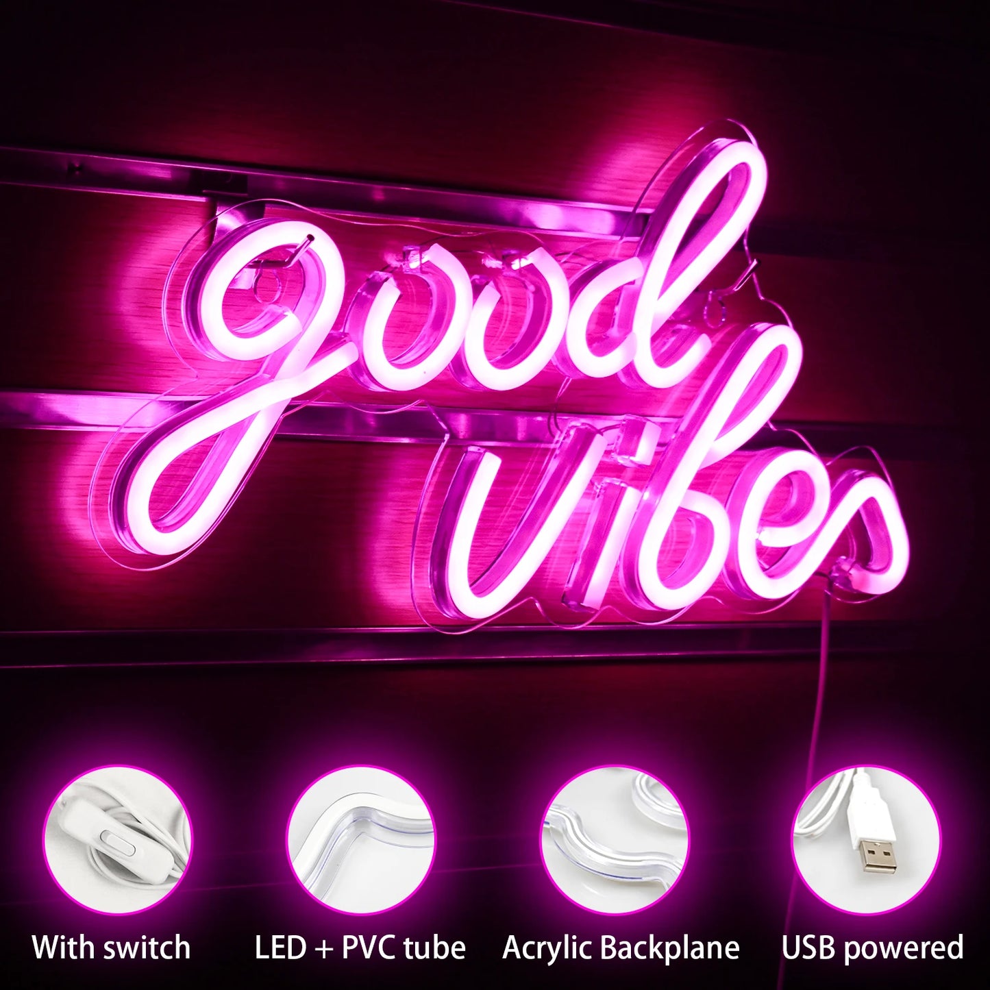 Boas Vibrações 5V USB Letreiro de LED - Econômico