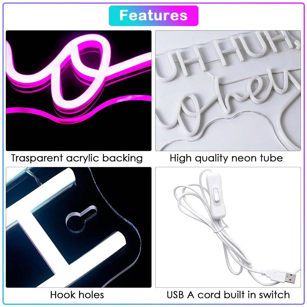 Uh Huh, Honey – letreiro de néon LED (5 V USB)