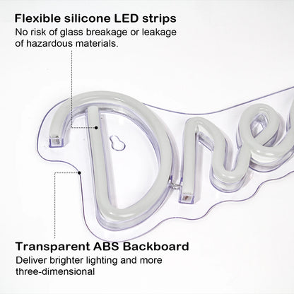 Letreiro de LED USB 5V "Sonhe Grande" - Econômico