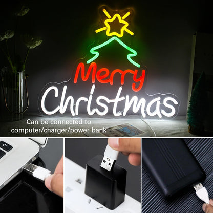 Placa de LED "Feliz Natal" 5V USB - Econômica