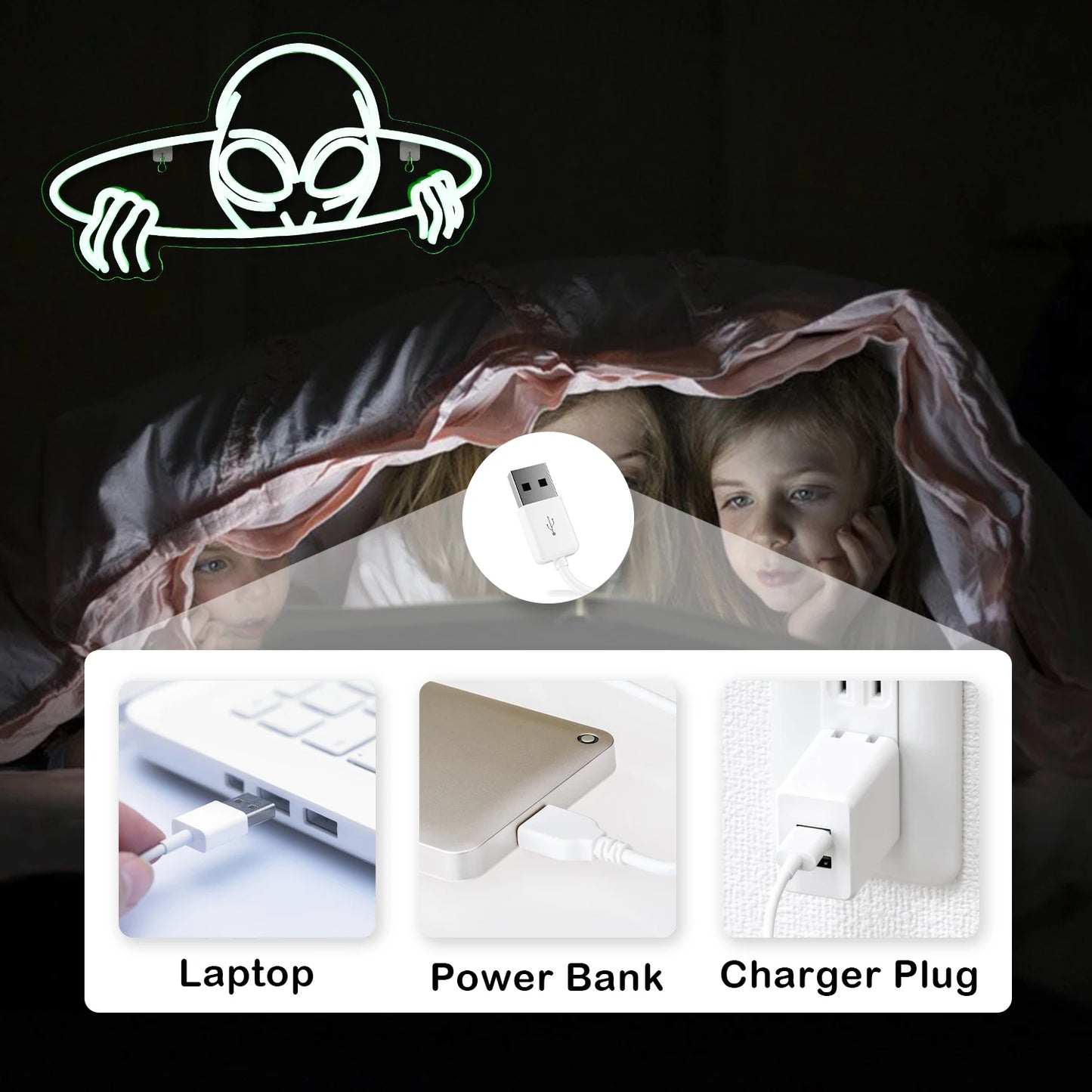 Letreiro de LED Alien 5V USB - Econômico