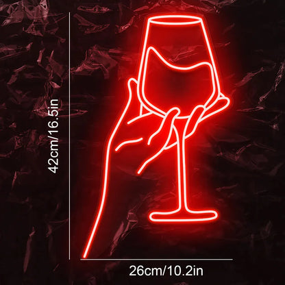 Taça de Vinho Tinto 5V USB Letreiro de LED - Econômico
