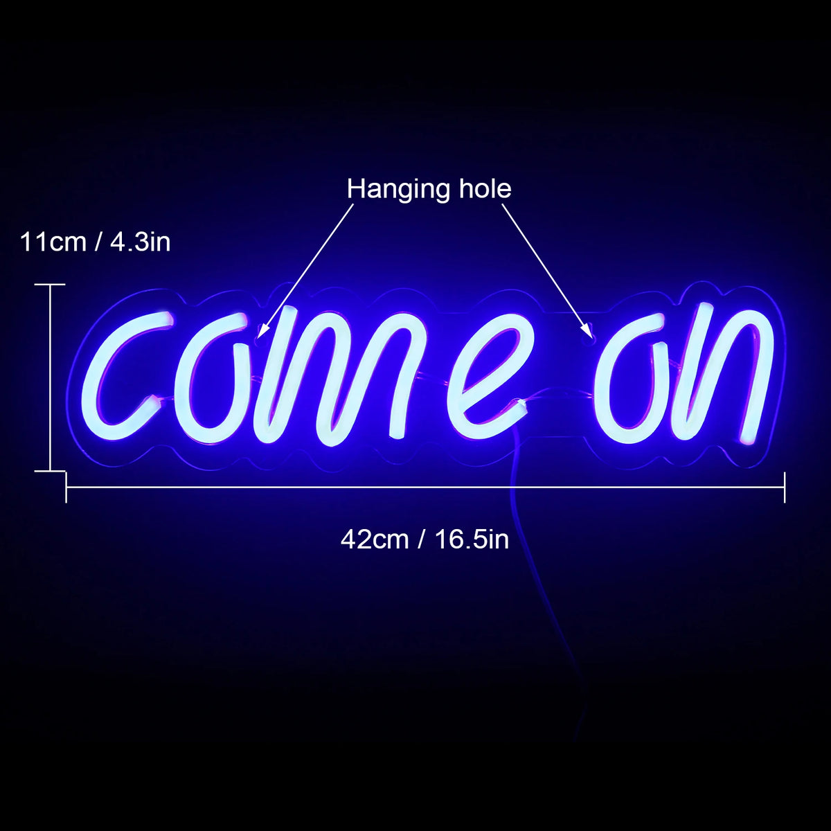 Come On – letreiro de néon LED (5 V USB)