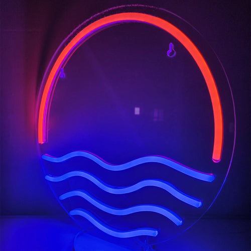 Pôr do sol e mar – letreiro de néon LED (5 V USB)