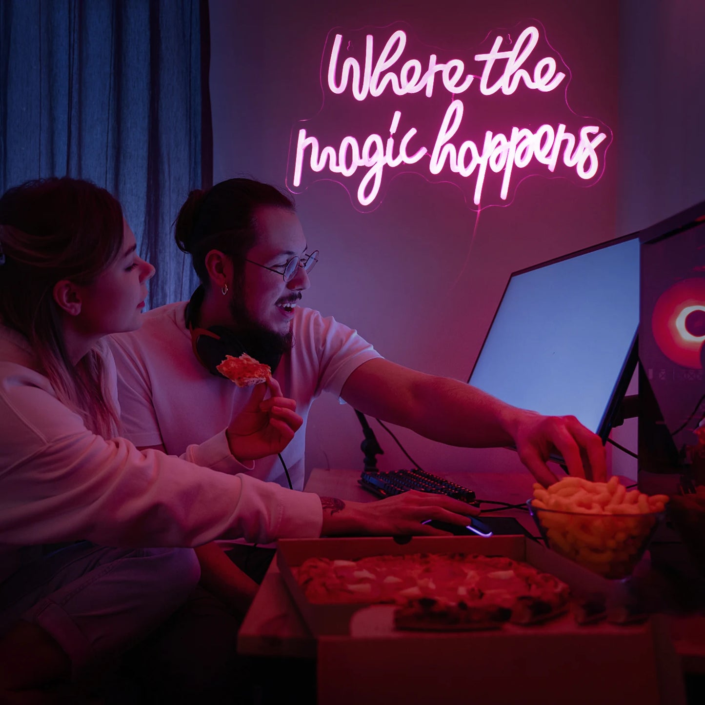 Onde a Magia Acontece Letreiro de LED 5V USB - Econômico