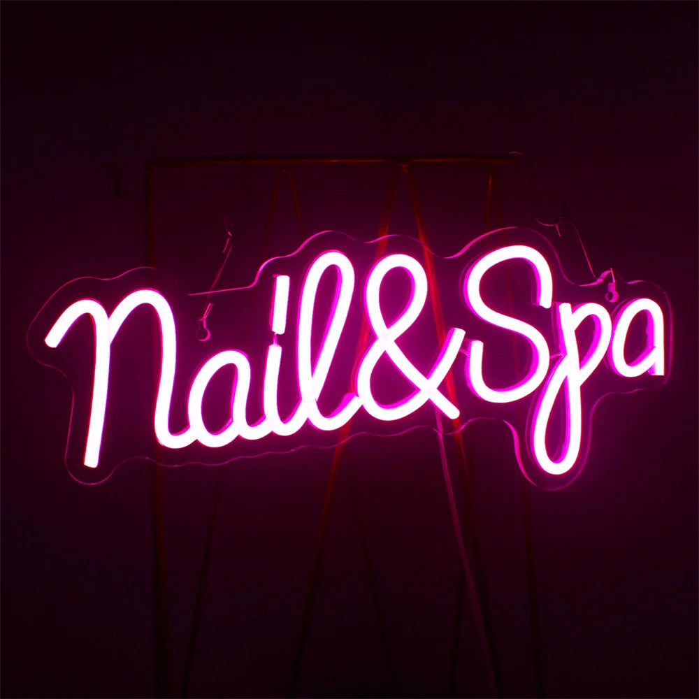 Nail & Spa – reclame luminoso em néon LED (5 V USB)