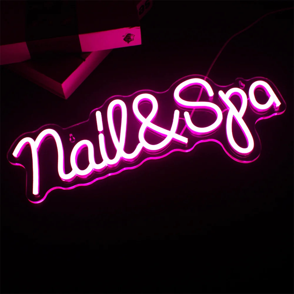 Nail & Spa – reclame luminoso em néon LED (5 V USB)