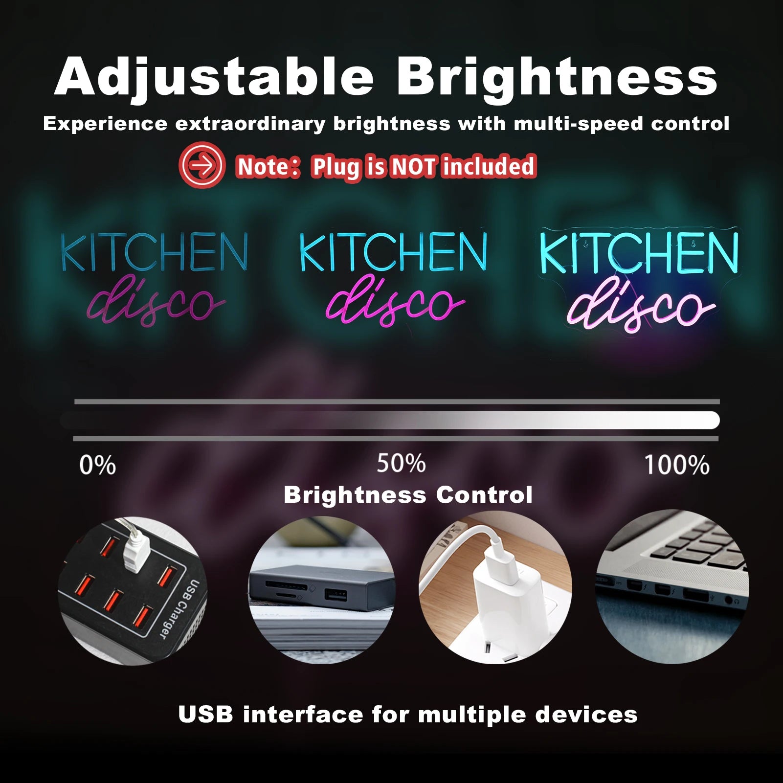 Kitchen Disco 5V Mini USB LED Neon Sign - Budget Friendly