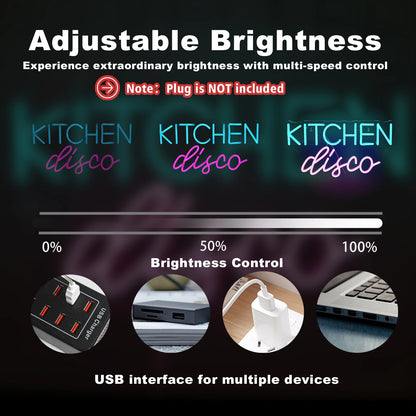 Kitchen Disco 5V Mini USB LED Neon Sign - Budget Friendly