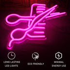 Tesoura e pente – letreiro de néon LED (5 V USB)