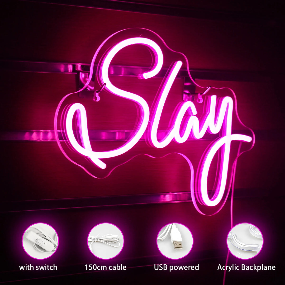 Slay – reclame luminoso em néon LED (5 V USB)