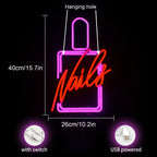 Nails – Frasco de verniz para unhas – reclame luminoso em néon LED (5 V USB)