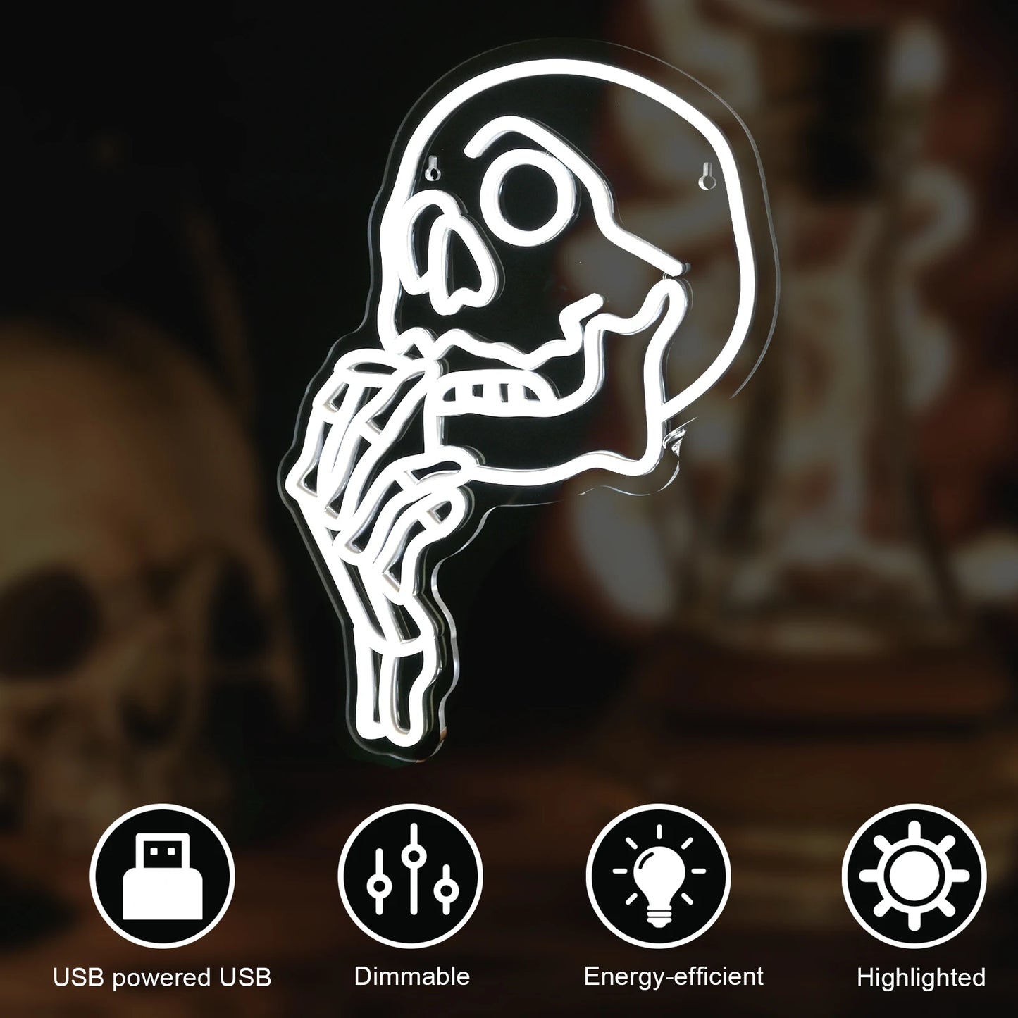 Skull 5V USB LED Neon Sign - Budget Friendly