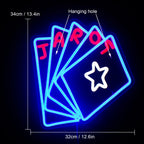 TAROT – Cartas e estrela – letreiro de néon LED (5 V USB)