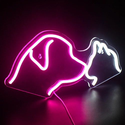 Cão e gato – letreiro de néon LED (5 V USB)