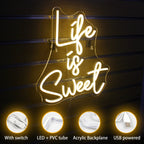 Life is Sweet – reclame luminoso em néon LED (5 V USB)