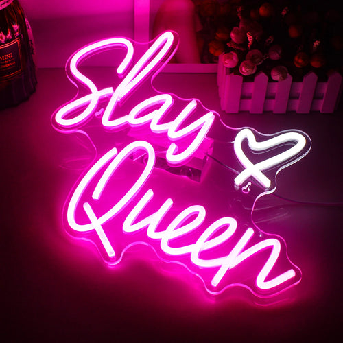 Slay Queen – Coração – letreiro de néon LED (5 V USB)