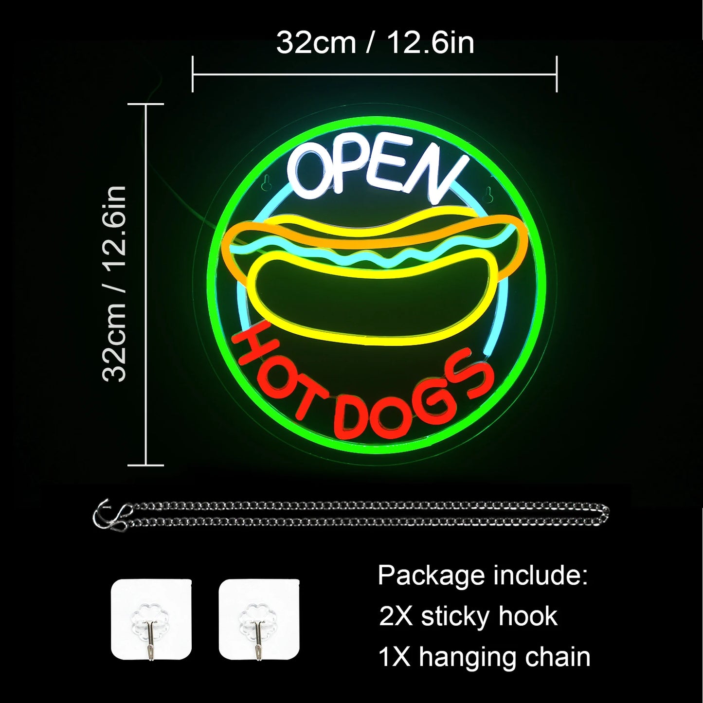 Open Hot Dogs 5V USB LED Neon Sign - Budget Friendly