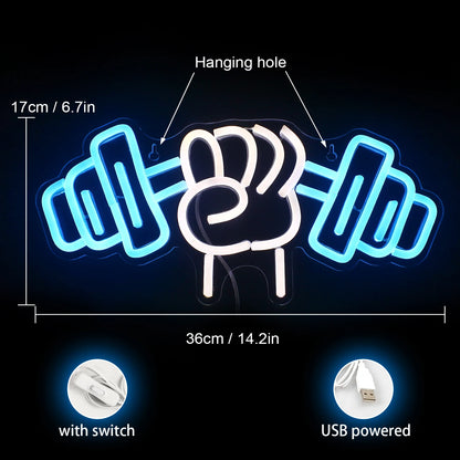 Barbell Weightlifting 5V USB LED Neon Sign - Budget Friendly