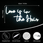 Love is in the Hair – reclame luminoso em néon LED (5 V USB)