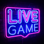LIVE GAME – Moldura retangular – letreiro de néon LED (5 V USB)