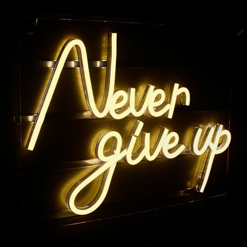 Never Give Up – letreiro de néon LED (5 V USB)