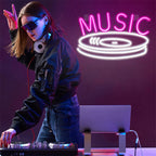 MUSIC – Disco de vinil – letreiro de néon LED (5 V USB)